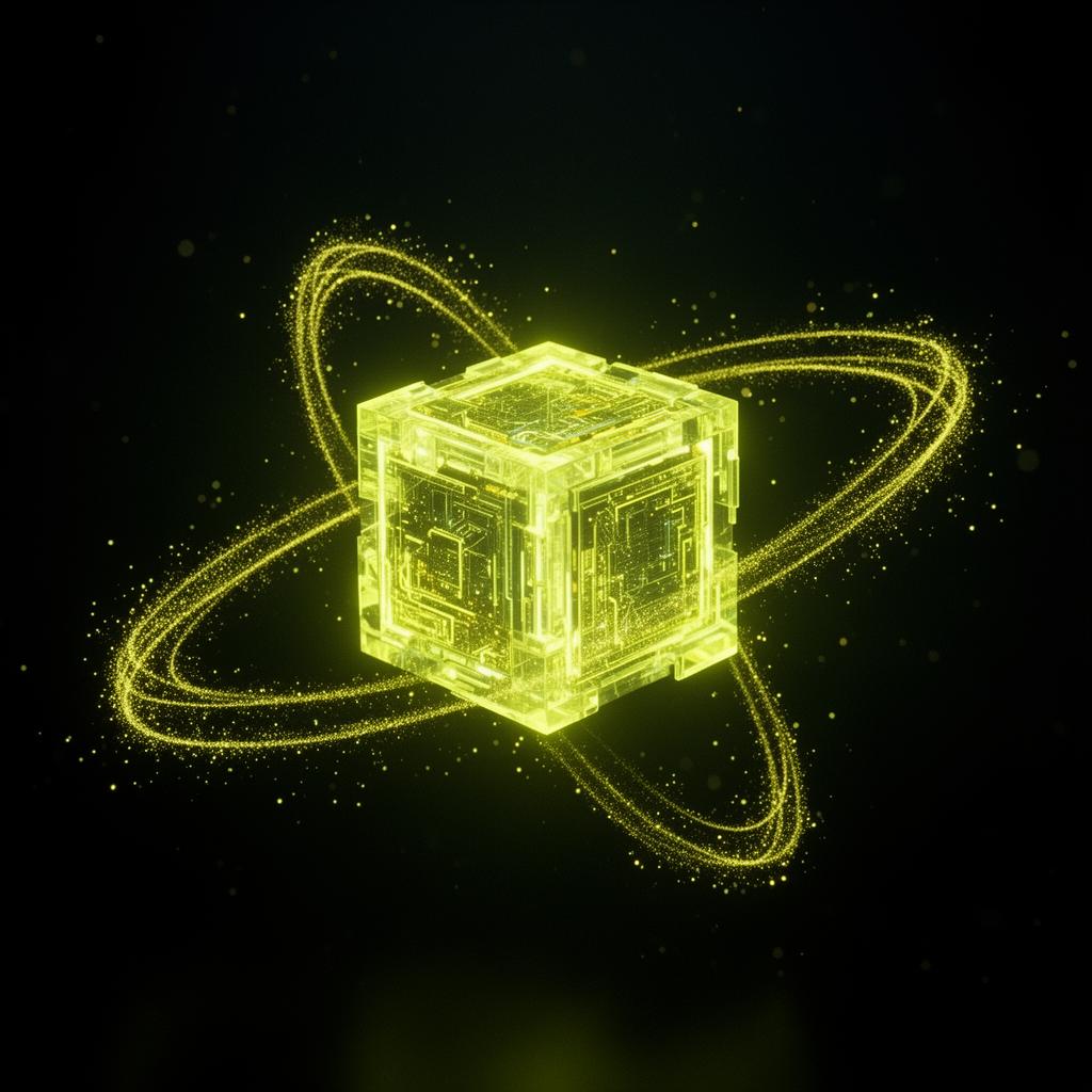 Glowing AI cube